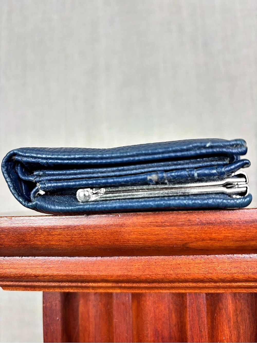 Giani Bernini Blue Pebbled Leather Wallet Snap Tab ID Window Kiss Lock Coin Purs - Picture 8 of 15